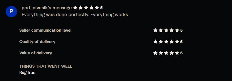 Reseña de pod_pivasik - 5 estrellas